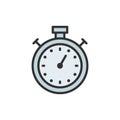 Stopwatch, timer, chronometer flat color line icon.