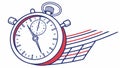 Stopwatch or timer with dynamic speed lines graphic, vector design Generative AI Royalty Free Stock Photo