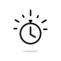 Stopwatch or timer with fast time count down icon vector, line outline chronometer symbol or pictogram Royalty Free Stock Photo