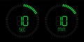 Stopwatch timer green digital time countdown