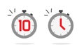 Stopwatch timer icon vector set with fast time count down flat cartoon, stop watch digital and analog countdown symbol