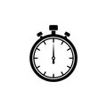 Stopwatch vector icon. Black illustration isolated on white background for graphic and web design. Stopwatch outline icon. Timer