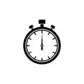 Stopwatch vector icon. Black illustration isolated on white background for graphic and web design. Stopwatch outline icon. Timer