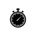 Stopwatch vector icon. Black illustration isolated on white background for graphic and web design. Stopwatch outline icon. Timer