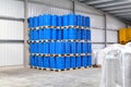 storage of barrels in a chemical factory - logistics and shipping Royalty Free Stock Photo
