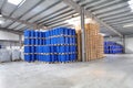 storage of barrels in a chemical factory - logistics and shipping Royalty Free Stock Photo