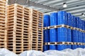 storage of barrels in a chemical factory - logistics and shipping Royalty Free Stock Photo