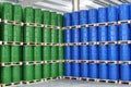 storage of barrels in a chemical factory - logistics and shipping Royalty Free Stock Photo