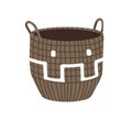 Storage basket made from seagrass. Trendy sea grass basketry for home. Interior basketwork with handles in modern style