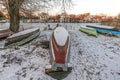 Storage of boats in the winter Royalty Free Stock Photo