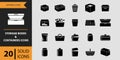 20 Storage Boxes and Containers solid icons set Royalty Free Stock Photo
