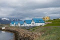 Storage buildings in town of Hrisey in Iceland Royalty Free Stock Photo