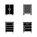 Storage Cabinet Solid Icons Set for Interior Setup Royalty Free Stock Photo