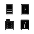 Storage Cabinet Solid Icons Set for Organized Space Royalty Free Stock Photo
