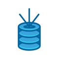 Storage cloud data blue icon isolated on white background