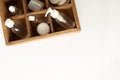 storage of cosmetics. top view, convenient storage boxes