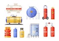 Storage cylindrical containers with liquefied compressed gas set Royalty Free Stock Photo