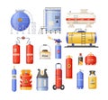 Storage cylindrical containers with liquefied compressed gas set Royalty Free Stock Photo