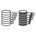 Storage disk drives with chart line and solid icon, data hoarding concept. Vector graphics. Array resource consumption Royalty Free Stock Photo