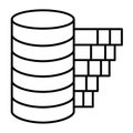 Storage disk drives with chart thin line icon, data hoarding concept. Vector graphics. Array resource consumption graph Royalty Free Stock Photo