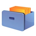 Storage documents drawer icon, cartoon style