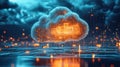 storage exploding cloud computing hub Royalty Free Stock Photo