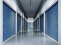 Storage facilities with blue doors.3d rendering Royalty Free Stock Photo