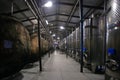 A storage and fermentation tanks at Kindzmarauli Corporation in Kvareli city, Georgia Royalty Free Stock Photo