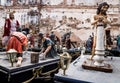 Storage of floats with christian figurines, which are carried for religious processions on holidays, Antigua, Guatemala