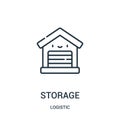 storage icon vector from logistic collection. Thin line storage outline icon vector illustration