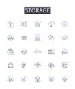 Storage line icons collection. Preservation, Safekeeping, Hoarding, Storing, Stockpiling, Collecting, Retaining vector