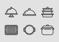 Storage and Misc Bakeware Icons outline icon set.Bakeware storage outline icons Royalty Free Stock Photo