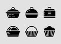 Storage and Misc Bakeware Icons solid icon set.Kitchen storage solution solid icons Royalty Free Stock Photo