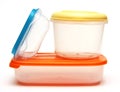 Storage plastic food containers Royalty Free Stock Photo