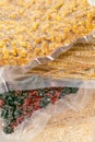 Storage of products in vacuum bags. food supply.Vacuuming products for long storage.Stocks of provisions.cereals, pasta