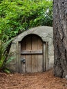 Storage shed in Bellevue Botanical Garden that looks like a hobbit house