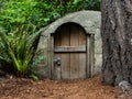 Storage shed in Bellevue Botanical Garden that looks like a hobbit house