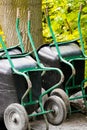Storage space for old wheelbarrows Royalty Free Stock Photo