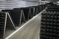 The storage of sparkling wine in a wine cellar. Royalty Free Stock Photo