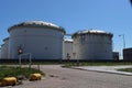 Storage tanks for crude oil or refined products like petrol or diesel at the refinery of Exxon Mobile in the botlek Harbor in the