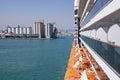 Storage tanks with cruiseship detail Royalty Free Stock Photo