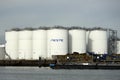 Storage tanks of Neste in the port of Vlaardingen Royalty Free Stock Photo