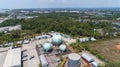 Storage tanks for petroleum products,Fuel oil tanker Drone flying shot Royalty Free Stock Photo