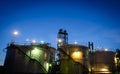 Storage tanks at twilight