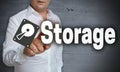 Storage touchscreen is operated by man Royalty Free Stock Photo