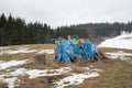 Storage of wood during winter in the country Royalty Free Stock Photo