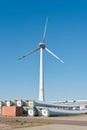 Storage yard for components of wind turbines in the port of Magdeburg in Germany