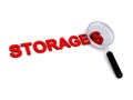 Storages with magnifying glass on white Royalty Free Stock Photo