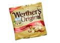 Storck Werther\'s Original cream candies bag isolated on white background