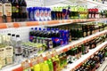 Store of beer and soft drinks with wide assortment Royalty Free Stock Photo